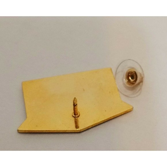 Aon Lapel Pin Gold Tone Black 3/4" Tie Tack House Shaped - Picture 2 of 4